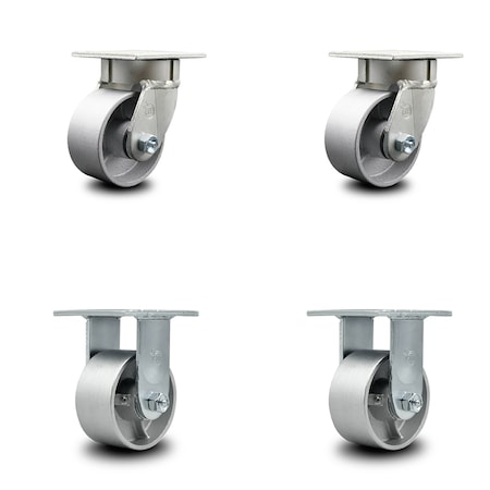 Service Caster 4 Inch Kingpinless Semi Steel Wheel Swivel Caster Swivel 2 Rigid SCC, 2PK SCC-KP30S420-SSR-2-R-2